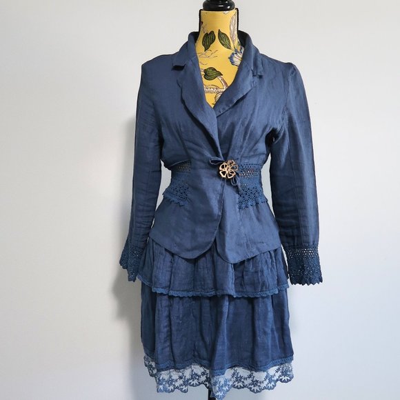 Haris Cotton Chambray Top and Skirt Set Medium - Picture 1 of 10